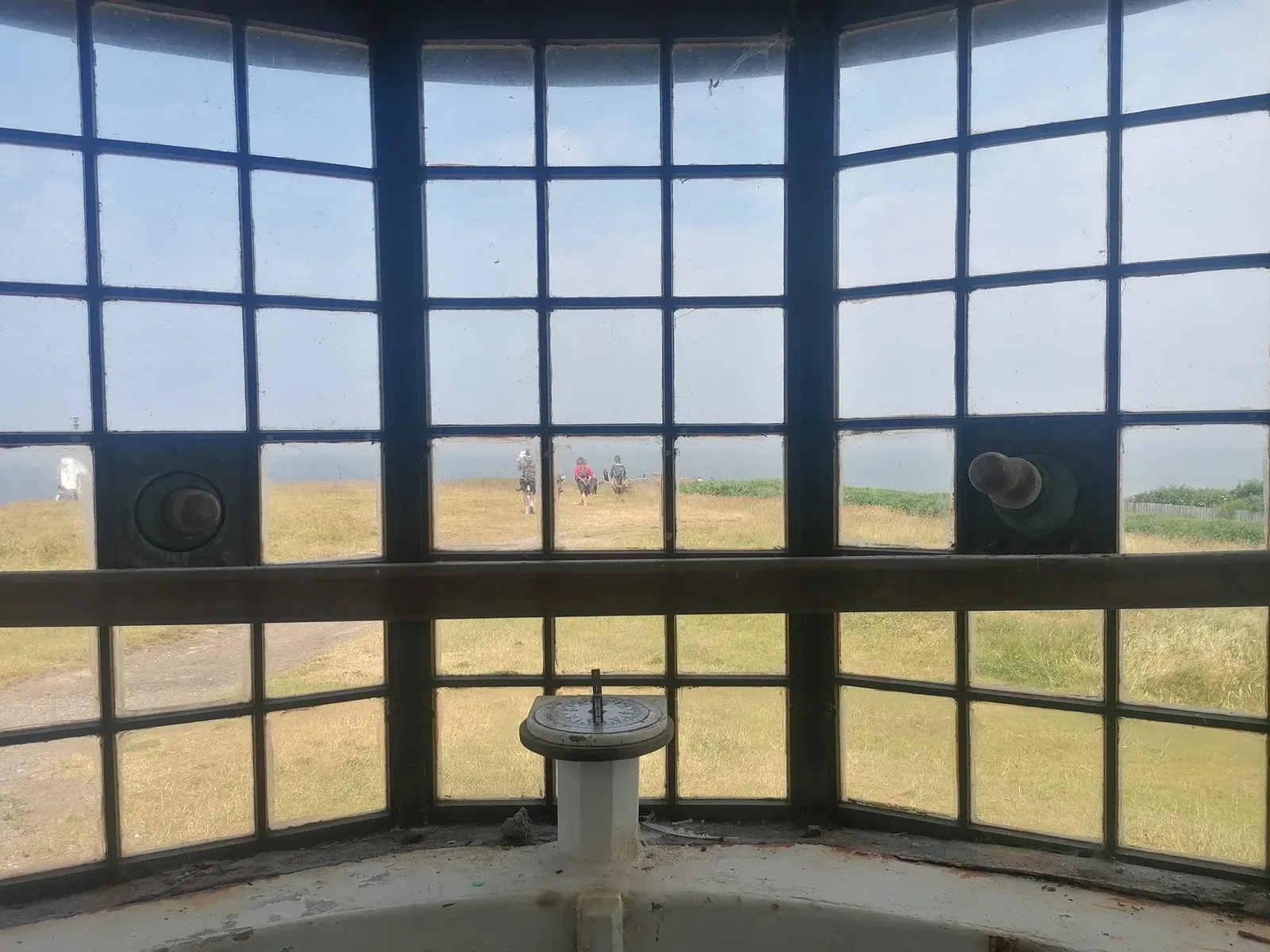 The curved window and interior viewing area of the Telegraph Station